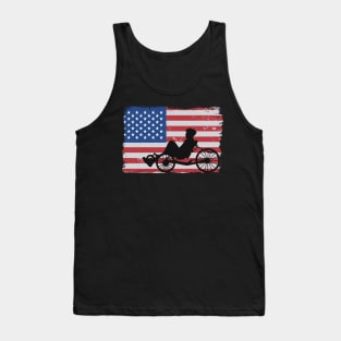 Recumbent Bicycle American Flag 4th Of July Biker Funny Recumbent Bike Tank Top